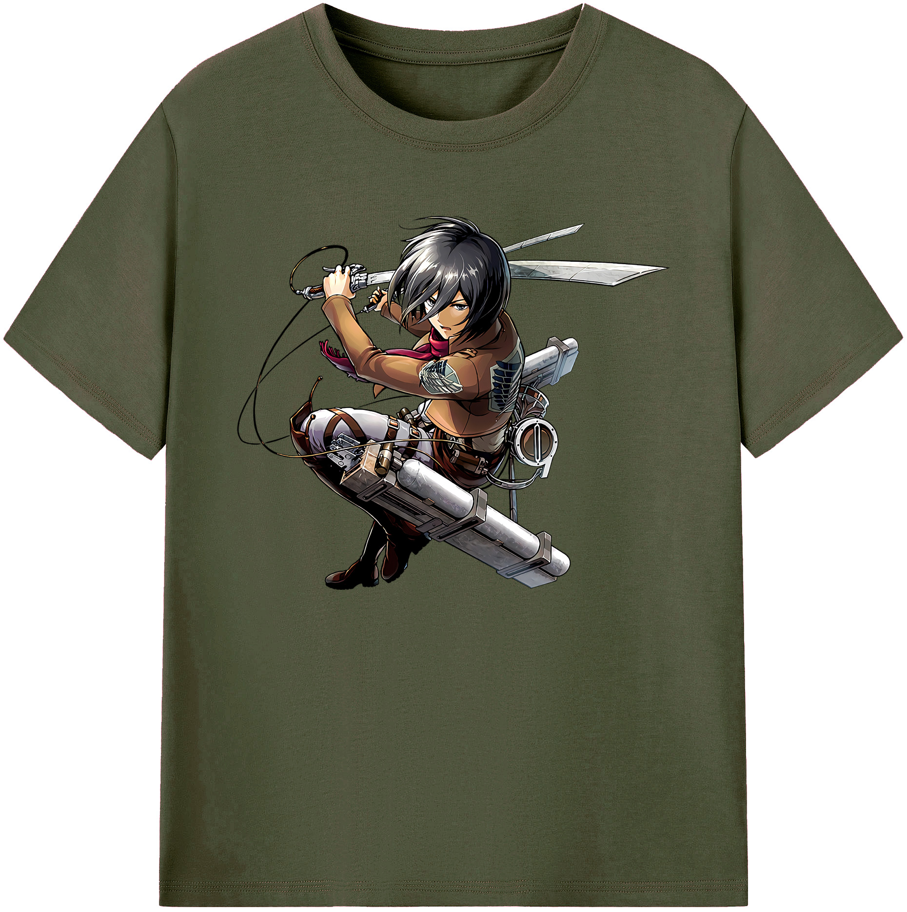 （画像用） 進撃の巨人 ミカサ·アッカーマン Attack on Titan Mikasa Ackerman 綿100％ メンズ半袖Tシャツ｜肌触りやわらか＆通気性